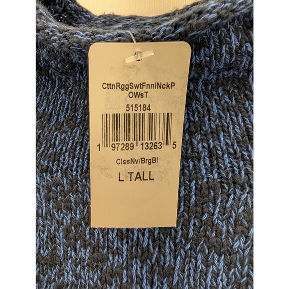NWT L.L. Bean Women's Cotton Ragg Funnelneck Pullover Sweater in Navy size L - Picture 4 of 6